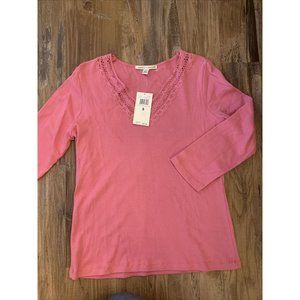 NWT Carolyn Taylor Pink Long Sleeve Top Shirt Size Small S